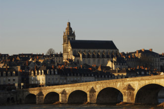 Saint Louis Cathedral and Jacques Gabriel Bridge over the Loire river, Blois, France, 2019. Creator: Unknown.