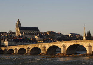 Saint Louis Cathedral and Jacques Gabriel Bridge over the Loire river, Blois, France, 2019. Creator: Unknown.