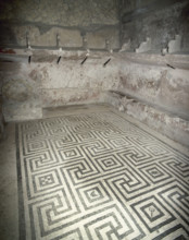 Geometric mosaic, female tepidarium, thermal baths, Herculaneum, Italy, 2002. Creator: LTL.