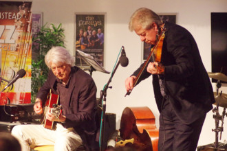 Mike Piggott and Nils Solberg, East Grinstead Jazz Club, Apron Café, Chequer Mead Theatre, 2025. Creator: Brian O'Connor.