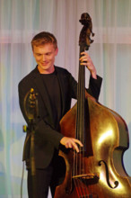 Will Sach, Joe Farnsworth-Sara Hanahan Quartet, Watermill Jazz Club, Dorking, Surrey, July 2024. Creator: Brian O'Connor.