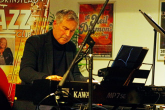 Adrian York, Paul Higgs Quartet, East Grinstead Jazz Club, Chequer Mead Theatre, West Sussex, 2025. Creator: Brian O'Connor.