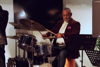 Vince Dunn, Paul Higgs Quartet, East Grinstead Jazz Club, Chequer Mead Theatre, West Sussex, 2025. Creator: Brian O'Connor.