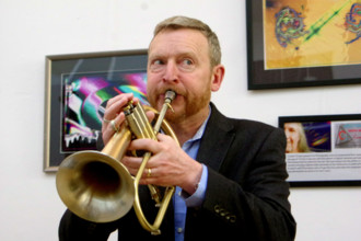 Stuart Henderson, Stuart Henderson Quartet, Clocktower Cafe Jazz Club, Croydon, London, April 2025. Creator: Brian O'Connor.