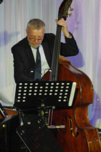 Dave Green, Anais Reno Quartet, Watermill Jazz Club, Dorking, Surrey, July 2024. Creator: Brian O'Connor.