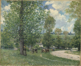 Cows in Pasture, Louveciennes, 1874. Creator: Sisley, Alfred (1839-1899).