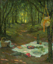 Picnic in the Forest, Gerberoy (Le Gouter sous Bois, Gerberoy), 1925. Creator: Le Sidaner, Henri (1862-1939).