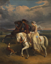 Pia dei Tolomei Conducted in Maremma, 1853. Creator: Molmenti, Pompeo Marino (1819-1894).
