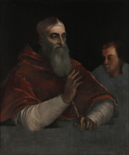 Pope Paul III and his nephew (Ottavio Farnese?), 1534-1540. Creator: Piombo, Sebastiano, del (1485-1547).