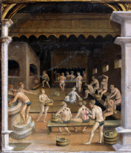 Bathhouse. Panel from a Series of Rural Scenes, c1518-1525. Creator: Wertinger, Hans, von (ca. 1465-1533).