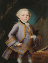 Wolfgang Amadeus Mozart in a gala dress, 1763. Creator: Lorenzoni, Pietro Antonio (1721-1782).