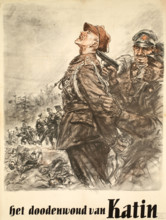 Katyn, the forest of death. Nazi propaganda poster, 1943. Creator: Matejko, Theo (1893-1946).