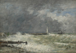 Entrées des jetées du Havre par gros temps, 1895. Creator: Boudin, Eugène-Louis (1824-1898).