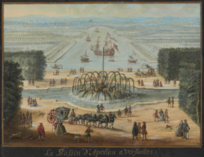 Perspective view of the Fountain of Apollo and the Grand Canal in Versailles, c1700-1719. Creator: Anonymous.