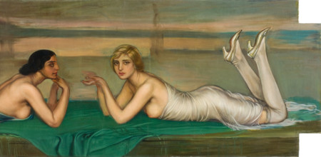Mujeres sobre mantón, 1923-1930. Creator: Romero de Torres, Julio (1874-1930).