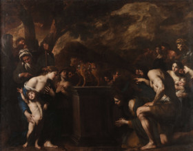 The Adoration of the Golden Calf, 1645-1650. Creator: Vaccaro, Andrea (1604-1670).