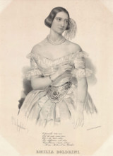 Portrait of the opera singer Emilia Boldrini, 1842. Creator: Guglielmi, Pedro Augusto (1811-1854).