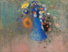 Flowers in a Blue Vase, c1904. Creator: Redon, Odilon (1840-1916).
