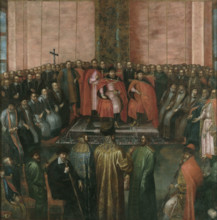 Stanislaw Zolkiewski presents to King Zygmunt III the captured tsar Shuyski, 1611. Creator: Dolabella, Tommaso (1570-1650).