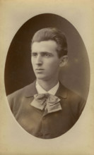 Portrait of Nikola Tesla, 1882-1884. Creator: Photo studio Henri Dupont, Paris  .