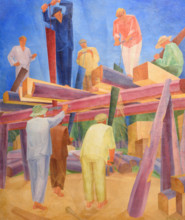 Sawyers, 1929. Creator: Bogomazov, Alexander Konstantinovich (1880-1930).
