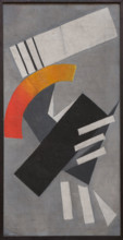 Nonrepresentational Composition on a gray background, 1916. Creator: Rozanova, Olga Vladimirovna (1886-1918).