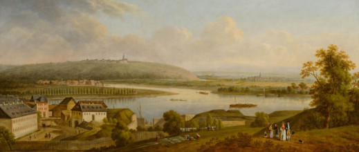 River landscape with the Mouth of the Main into the Rhine near Hochheim. Creator: Schneider, Johann Kaspar (1753-1839).