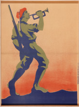 Carlist Soldier Playing the Bugle , 1936-1937. Creator: Arlaiz (active 1936-1937).