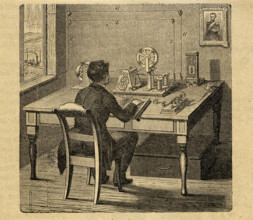 In a telegraph office, arrival of the dispatch, c1850. Creator: Anonymous.