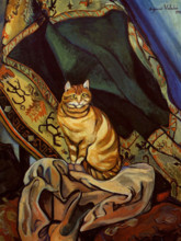 Le chat Raminou assis sur un tissu (Cat Raminou sitting on a cloth), 1920. Creator: Valadon, Suzanne (1865-1938).