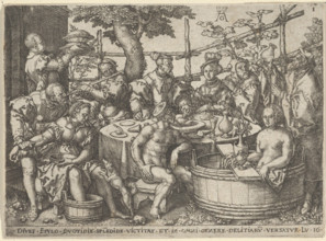 The Parable of the Rich Man and the Beggar Lazarus, 1554. Creator: Aldegrever, Heinrich (1502-1560).