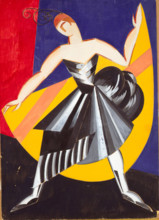 Design of the Spanish costume for dancer Elsa Krüger, 1920. Creator: Exter, Alexandra Alexandrovna (1882-1949).