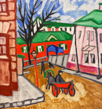 Cityscape (Landscape with a Coachman), 1910. Creator: Rozanova, Olga Vladimirovna (1886-1918).