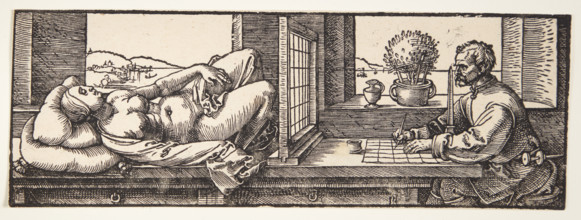 Draughtsman Drawing a Reclining Nude, 1525. Creator: Dürer, Albrecht (1471-1528).