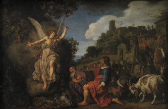 The Angel Raphael Takes Leave of Old Tobit and his Son Tobias, 1618. Creator: Lastman, Pieter Pietersz. (1583-1633).