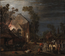 A Village Looted at Night, 1620. Creator: Velde, Esaias, van de (1591-1630).