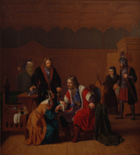 Valdemar the Great is welcomed at Absalon's mother's house, c1840. Creator: Raadsig, Johan Peter (1806-1882).