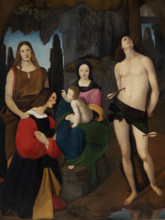 Madonna and Child with Saint John the Baptist, Saint Sebastian and Donor Bassiano Da Ponte, c.1508. Creator: Boltraffio, Giovanni Antonio (1467-1516).