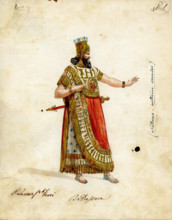 Costume design for the opera Nabucco by Giuseppe Verdi, 1854-1855. Creator: Peroni (Perrone), Filippo (1809-1878).