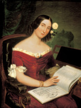 Portrait of the opera singer Giuseppina Strepponi (1815-1897), second wife of Giuseppe Verdi, 1842. Creator: Anonymous.
