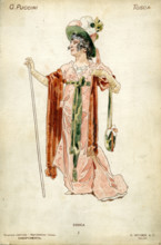 Costume design for the opera Tosca by Giacomo Puccini, 1900. Creator: Hohenstein, Adolfo (1854-1928).