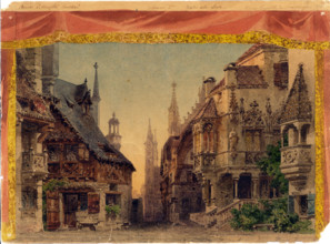 Stage design for the opera Die Meistersinger von Nürnberg by R. Wagner, 1899. Creator: Ferrario, Carlo (1833-1907).