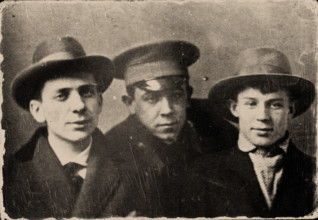 Ryurik Ivnev, Vladimir Chernyavsky and Sergei Yesenin. St. Petersburg, 1915. Creator: Anonymous.