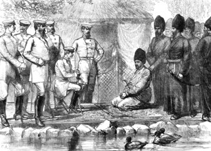 Interview between General Kaufmann and the Khan of Khiva, 1874. Creator: Unknown.