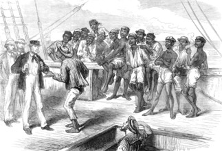 Voyage to the Gold Coast...a negro strike at Sierra Leone, 1874. Creator: Unknown.