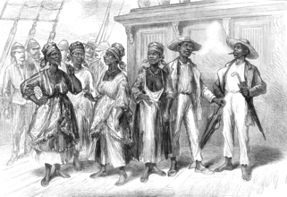Voyage to the Gold Coast of Africa: negro visitors on board the Volta, 1874. Creator: Unknown.