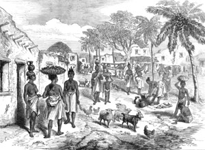 Sketches from the Gold Coast by our special artist: street scene, Cape Coast Castle, 1874. Creator: Unknown.