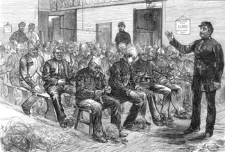 Sketches in the Clerkenwell House of Correction: the oakum-shed, 1874. Creator: Unknown.