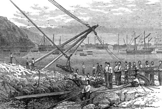 Landing guns at Munden's Cove, 1874.  Creator: Unknown.
