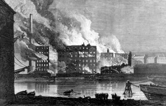 Burning of Messrs. A. and P. Tod's flour mills, Leith, 1874. Creator: Unknown.